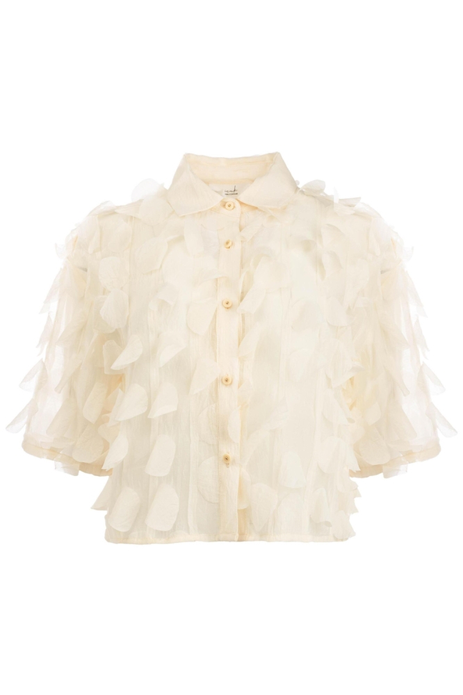 I-coni-K ecru dames blouse | Vooraanzicht