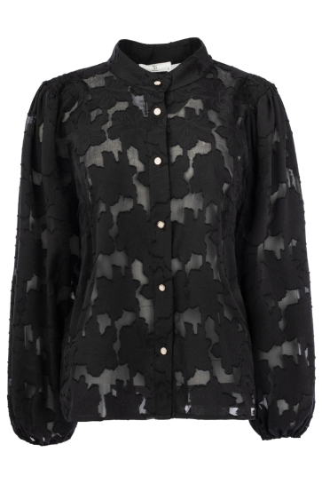 NED Blouse CALGARY LS RMJ TONE ON TONE FLOW 26W U404 01 900 Black