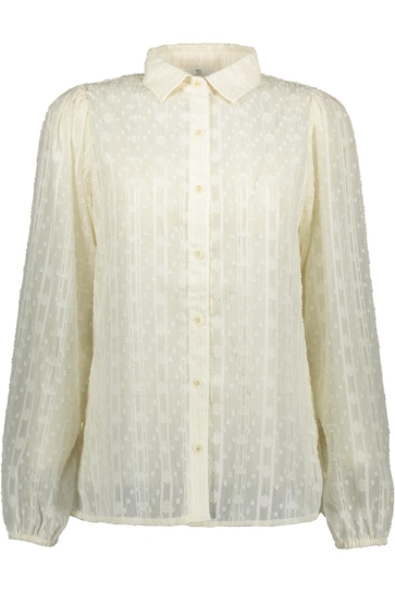 NED Blouse MAYLIERA LS RMJ STRIPE DOT LUREX 26W U418 02 01 ECRU
