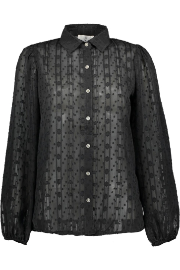 NED Blouse MAYLIERA LS RMJ STRIPE DOT LUREX 26W U418 02 900 Black
