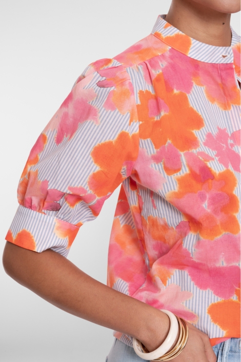 Geisha oranje dames blouse | Close up