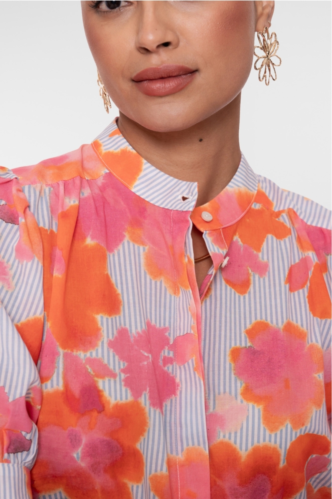 Geisha oranje dames blouse | Kleurstaal