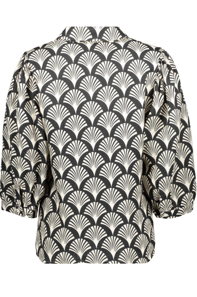 Geisha zwarte dames blouse | Achteraanzicht