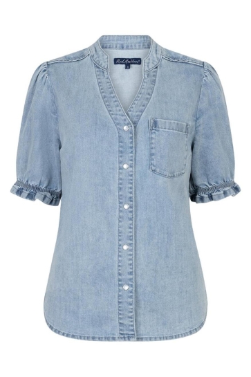 Red Button Blouse VICTORIA BLOUSE DENIM SRB4874 WHITE BLEACH