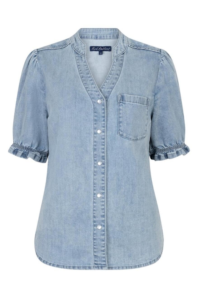 Red Button blauwe dames blouse | Vooraanzicht
