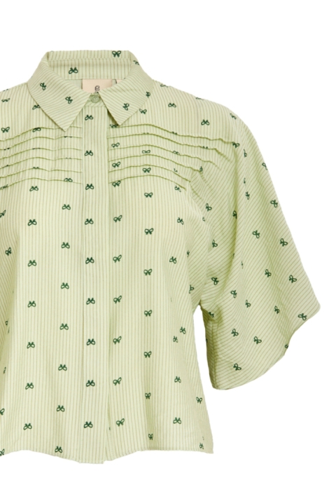 Peppercorn groene dames blouse | Close up