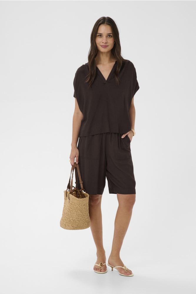 Kaffe bruine dames t-shirt | Model