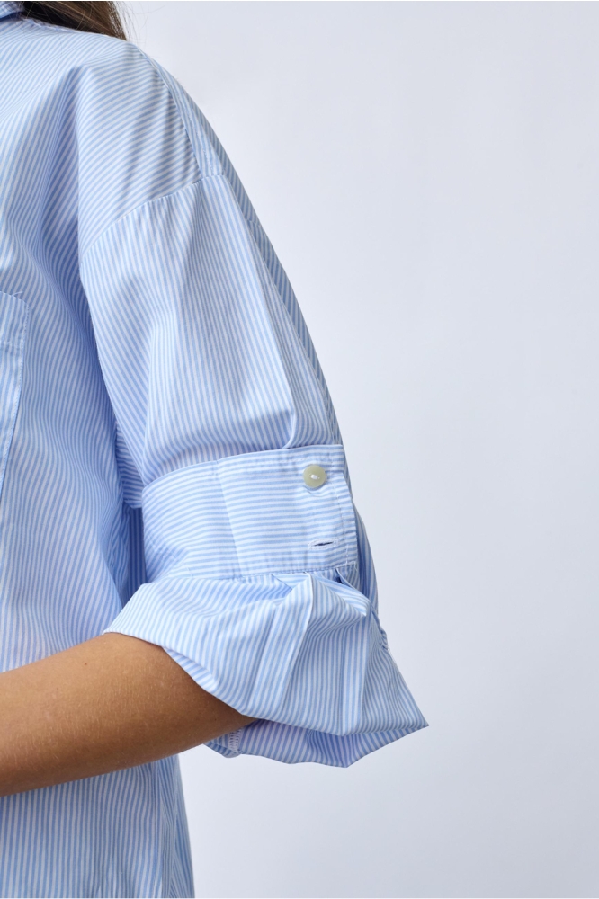 SisterS point blauwe dames blouse | Close up