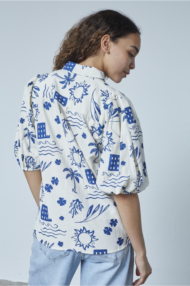 SisterS point witte dames blouse | Model achteraanzicht