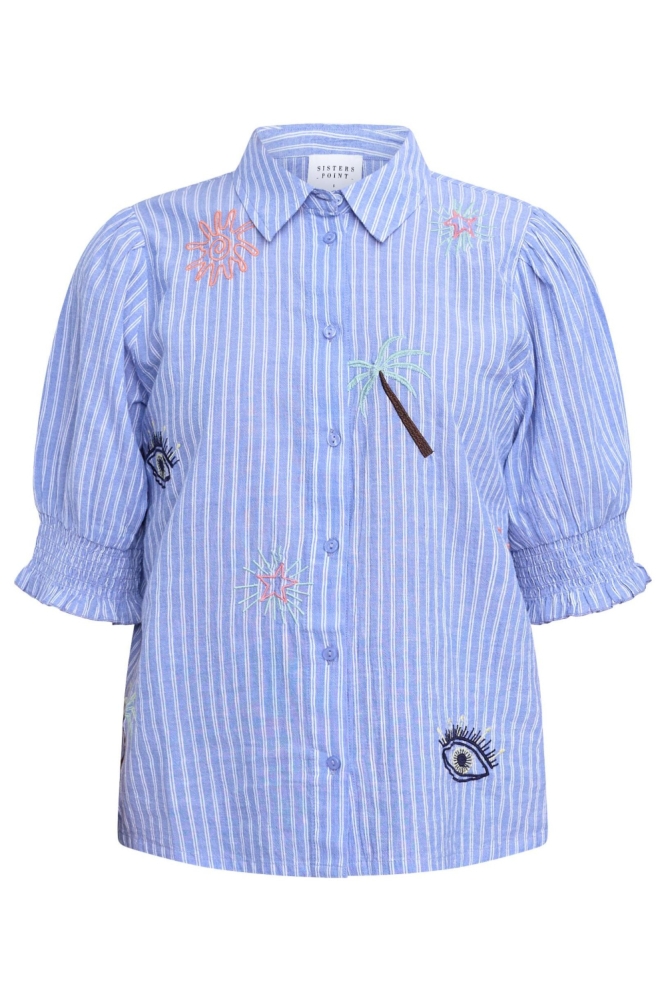 SisterS point blauwe dames blouse | Vooraanzicht