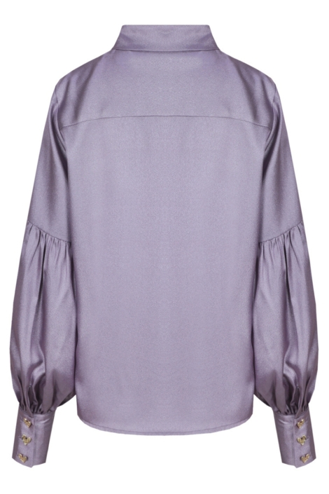 Fluresk paarse dames blouse | Achteraanzicht