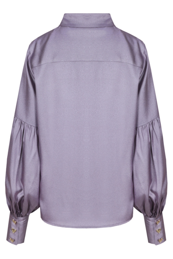 Fluresk paarse dames blouse | Achteraanzicht