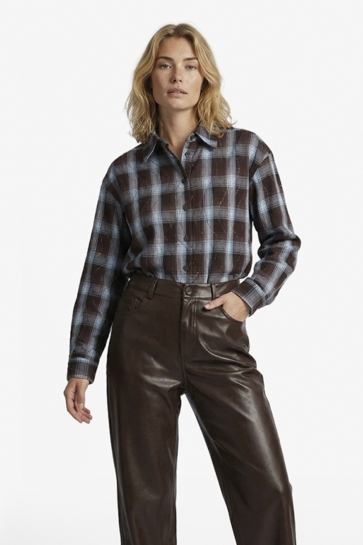 EsQualo Blouse BLOUSE CHECK STRASS W26 28723 999 print