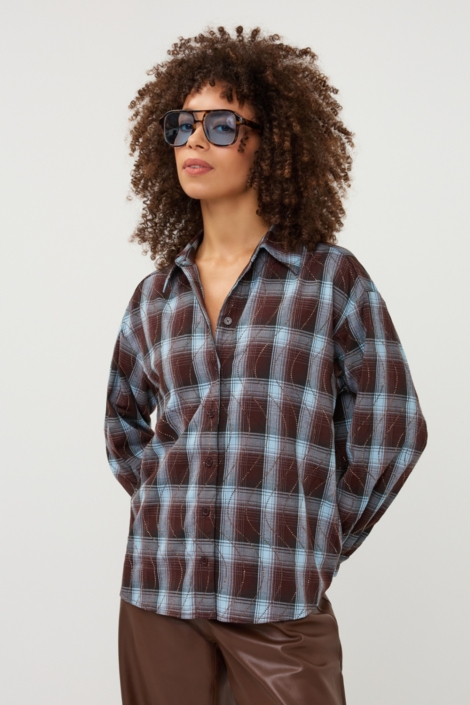 EsQualo zwarte dames blouse | Model vooraanzicht