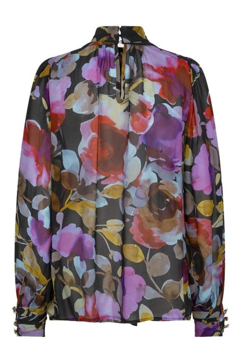 EsQualo zwarte dames blouse | Achteraanzicht