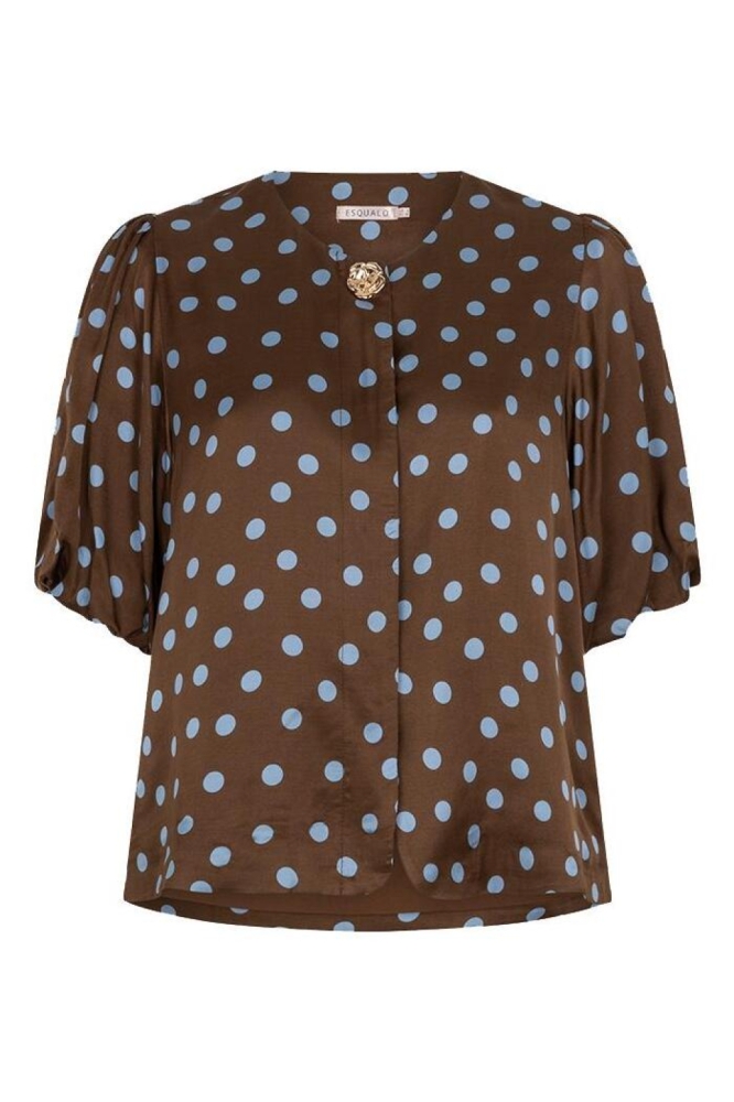 EsQualo bruine dames blouse | Vooraanzicht