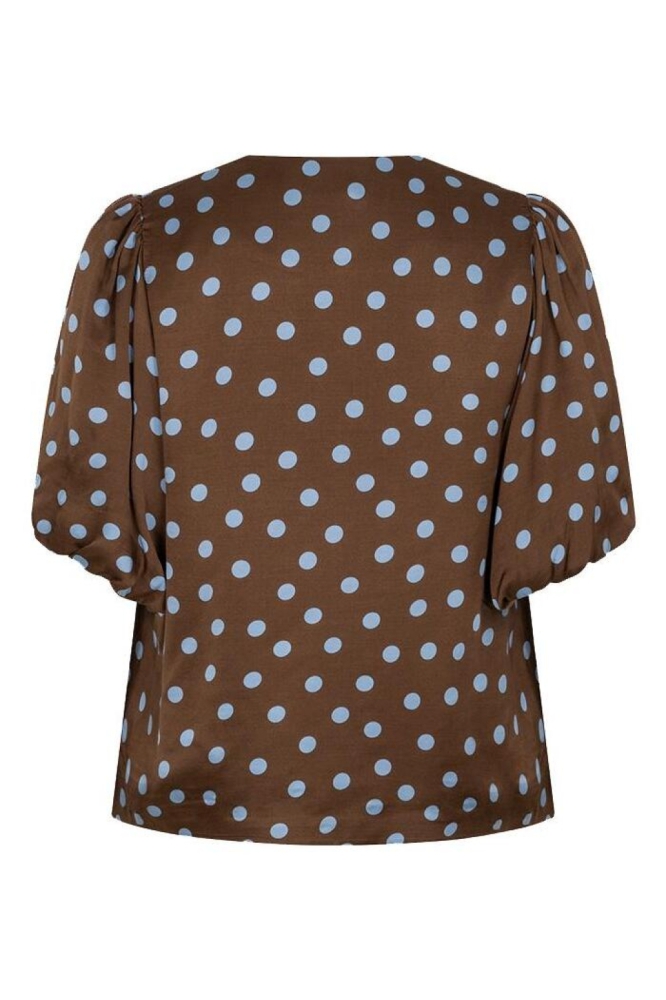 EsQualo bruine dames blouse | Achteraanzicht