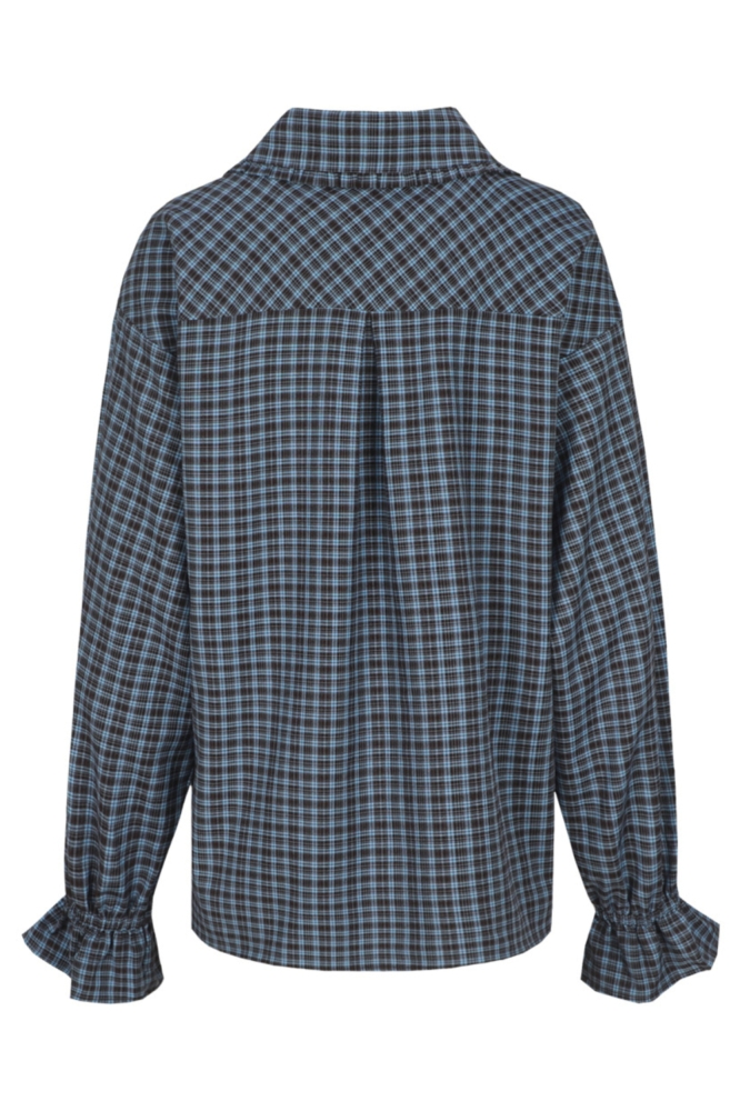 Fluresk bruine dames blouse | Achteraanzicht