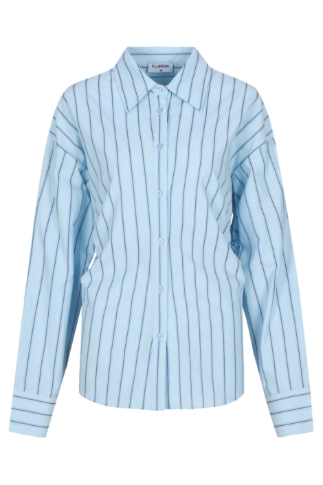 Fluresk blauwe dames blouse | Vooraanzicht