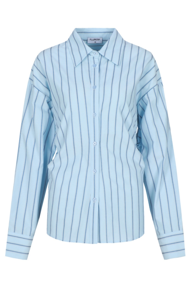 Fluresk blauwe dames blouse | Vooraanzicht