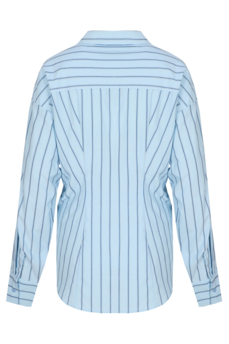 Fluresk blauwe dames blouse | Achteraanzicht