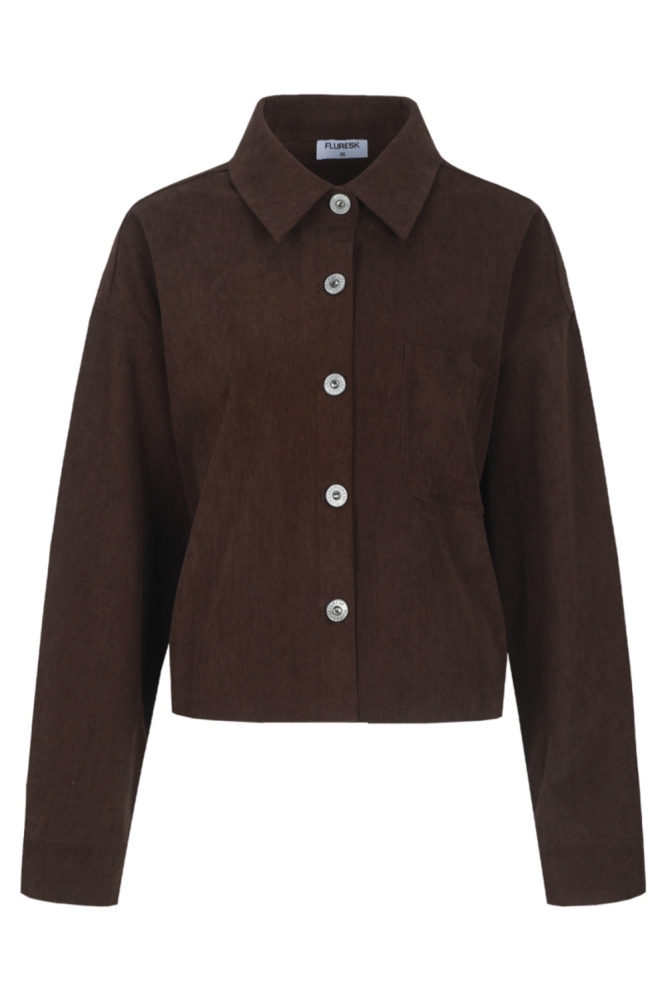 Fluresk bruine dames blouse | Vooraanzicht