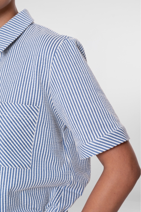 Geisha blauwe dames blouse | Kleurstaal