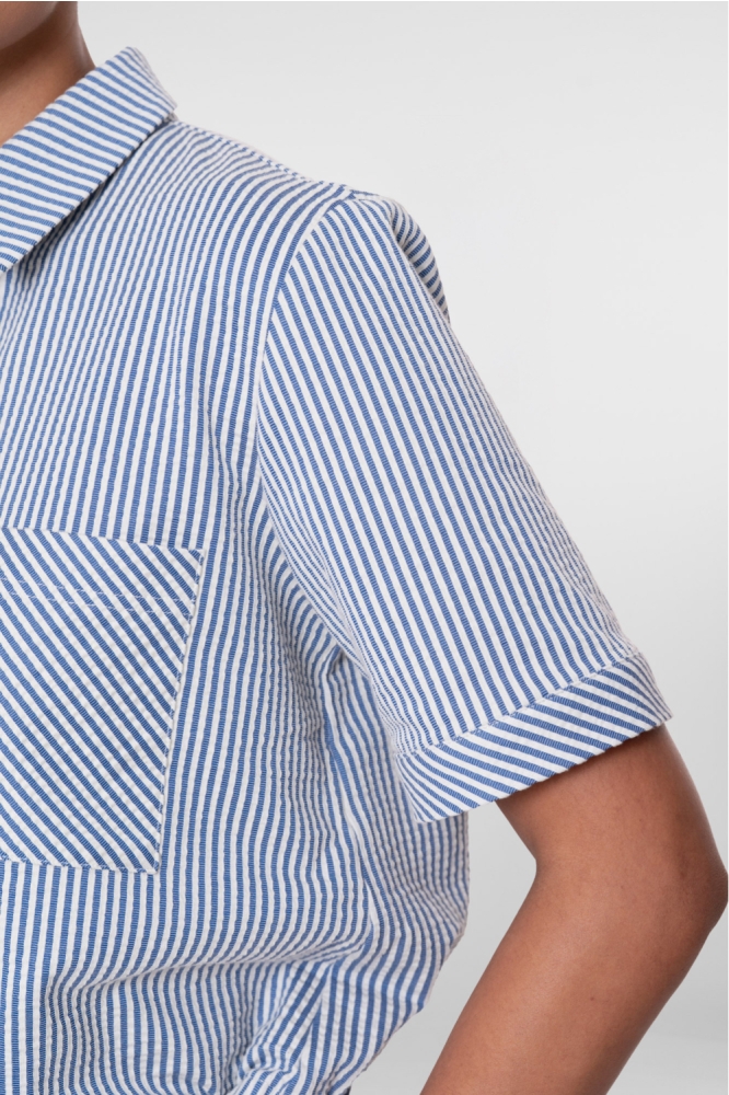 Geisha blauwe dames blouse | Kleurstaal