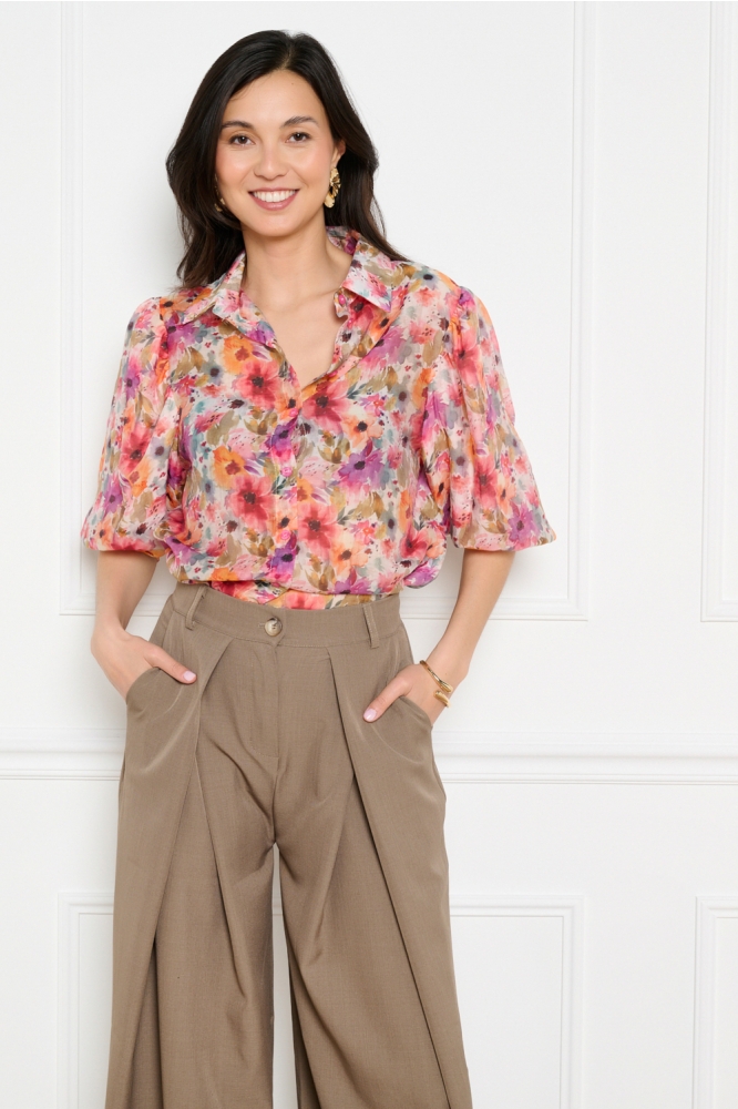 LolaLiza oranje dames blouse | Model vooraanzicht