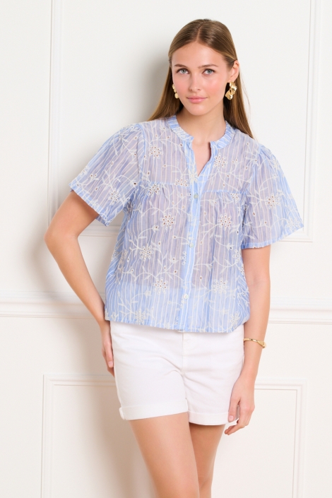 LolaLiza blauwe dames blouse | Model vooraanzicht