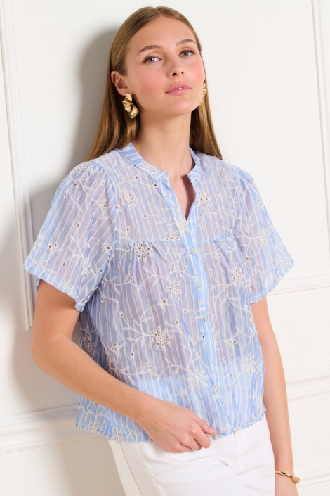 LolaLiza blauwe dames blouse | Model vooraanzicht