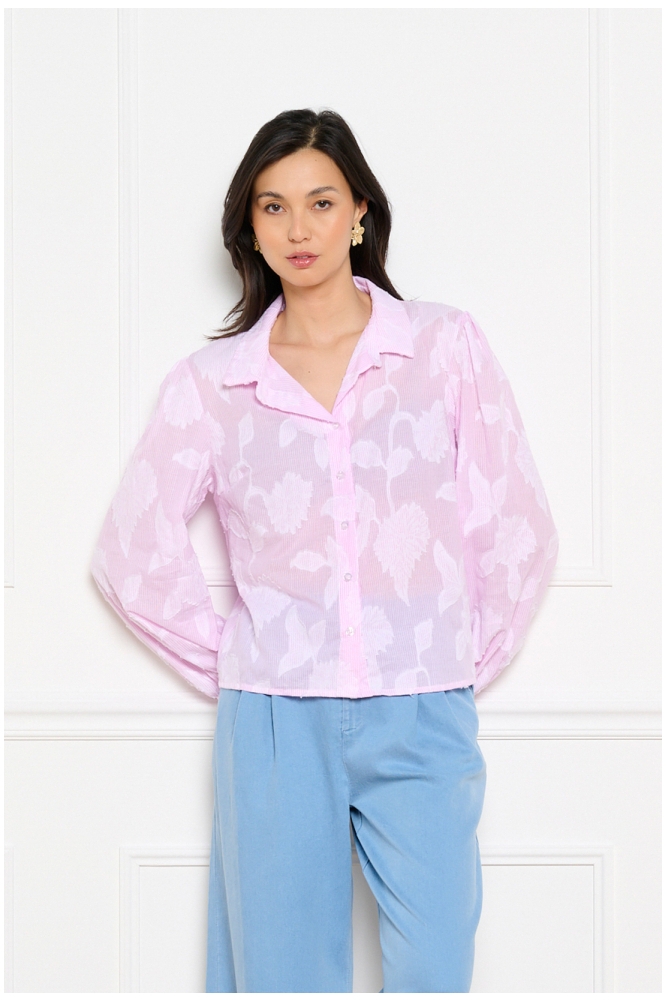LolaLiza roze dames blouse | Model vooraanzicht