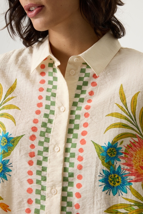 Garcia beige dames blouse | Close up