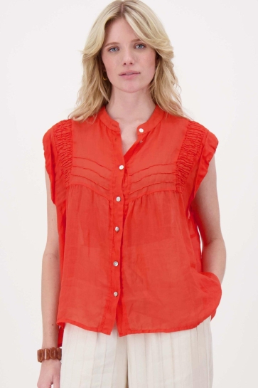 Zusss Blouse RAMIE BLOUSE PLOOIEN 0309 0051 3020 CORAL