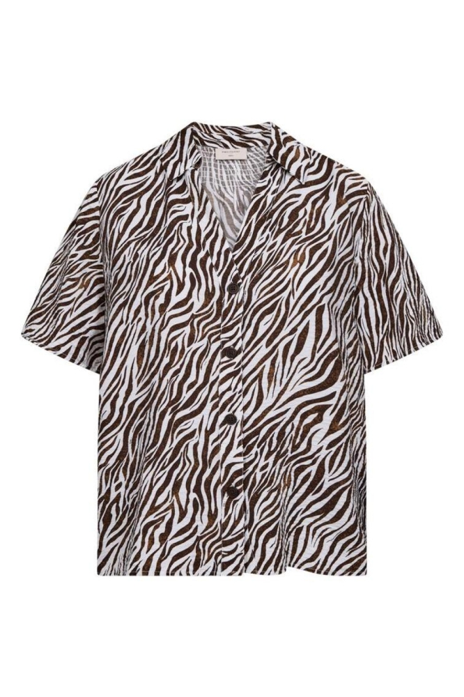 Freequent bruine dames blouse | Vooraanzicht