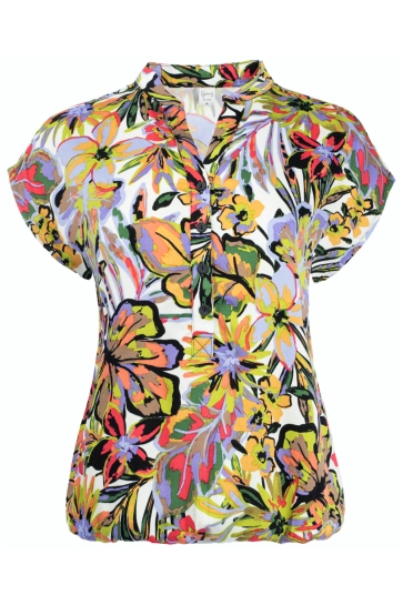 NED T-shirt LUCIE SL MULTI FLOWER WOVEN 26S5 X1961 01 Ecru