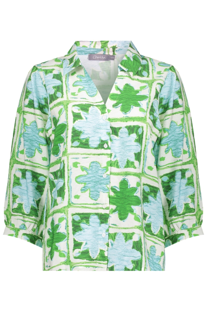 Geisha groene dames blouse | Vooraanzicht