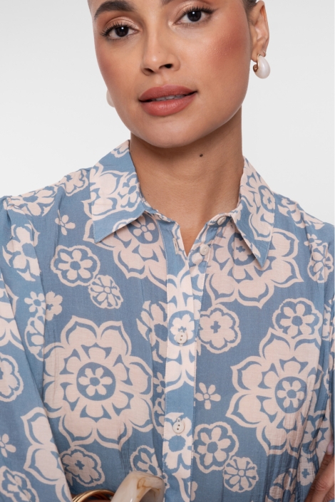 Geisha blauwe dames blouse | Kleurstaal