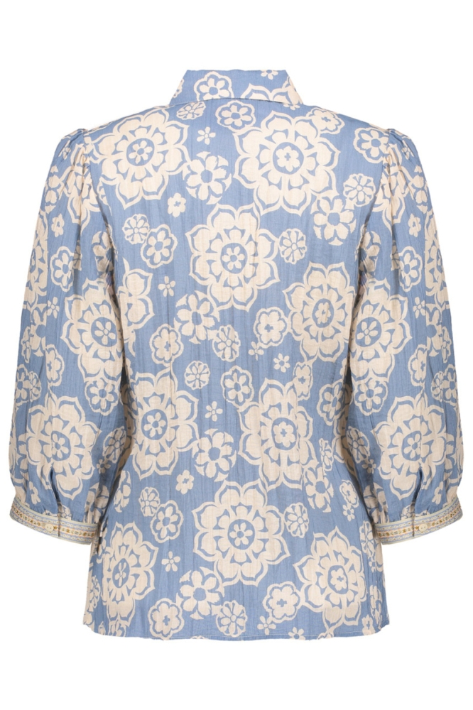 Geisha blauwe dames blouse | Achteraanzicht