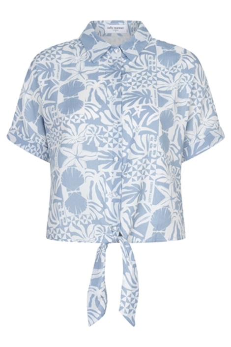 Lofty Manner blauwe dames blouse | Vooraanzicht