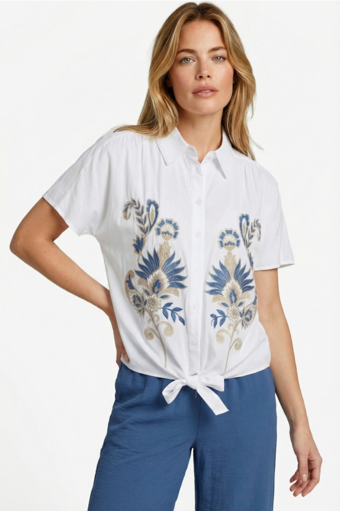 C&S The Label witte dames blouse | Model vooraanzicht