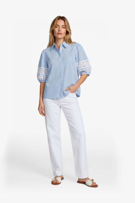 C&S The Label blauwe dames blouse | Model