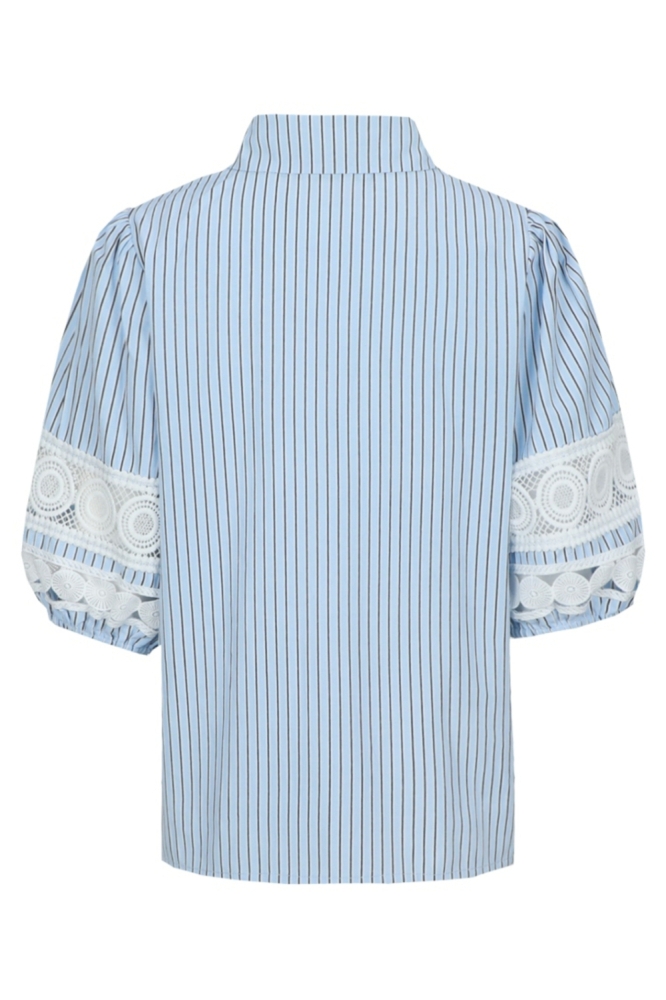 C&S The Label blauwe dames blouse | Achteraanzicht