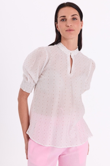 Freequent Blouse FQFLORY BLOUSE 208002 BRILLIANT WHITE W. SILVER