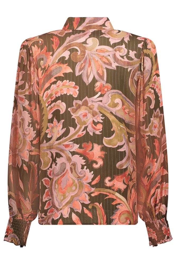 Geisha groene dames blouse | Achteraanzicht