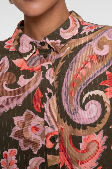 Geisha groene dames blouse | Close up