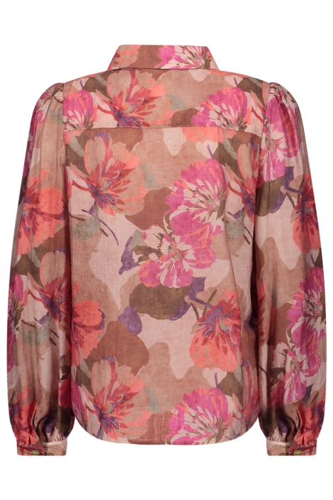 Geisha roze dames blouse | Achteraanzicht