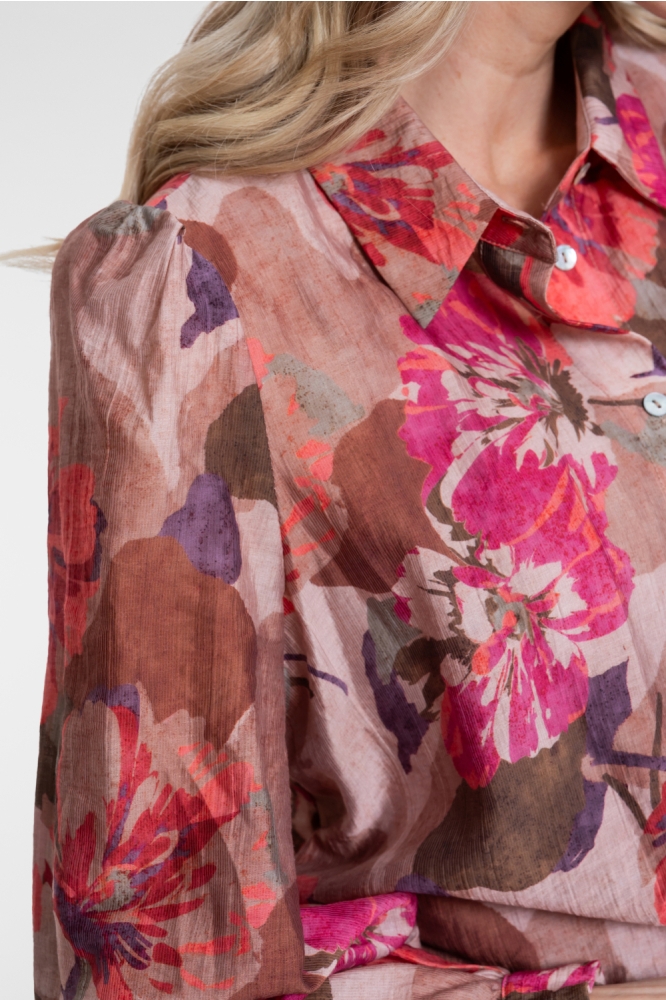 Geisha roze dames blouse | Kleurstaal