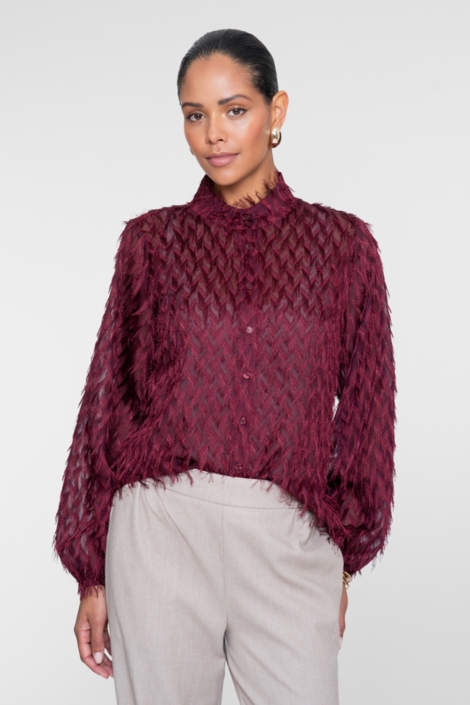 Geisha bordeaux dames blouse | Model vooraanzicht