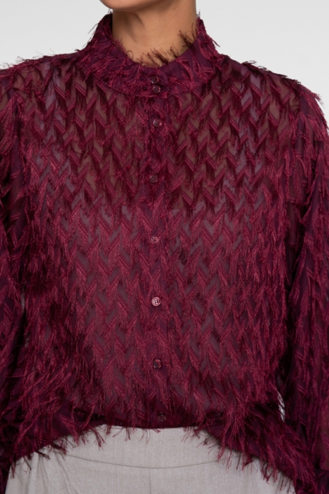 Geisha bordeaux dames blouse | Close up
